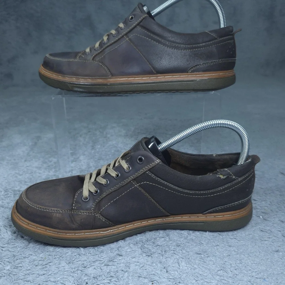 Florsheim Work Shoes Mens Size 8.5 Brown Leather Lace Up Slip Resistant Sneakers